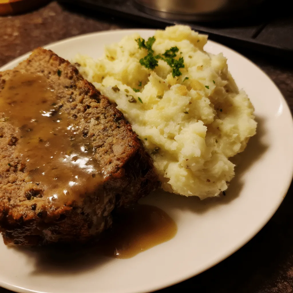 Sunday Dinner Meatloaf with Mashed Potatoes pairs hearty meatloaf with creamy potatoes for a comforting family meal.
