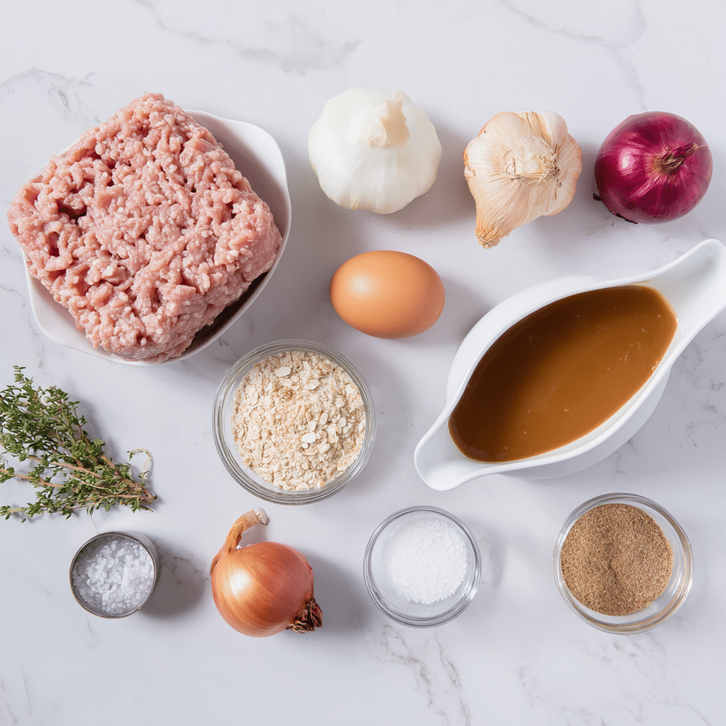 Christmas Turkey Meatloaf with Gravy Ingredients