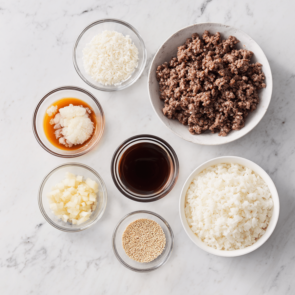Ground Beef Bulgogi Rice Bowl Ingredients
