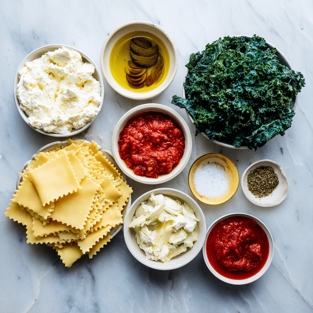 One-Pot Lasagna Soup with Ricotta and Kale Ingredients