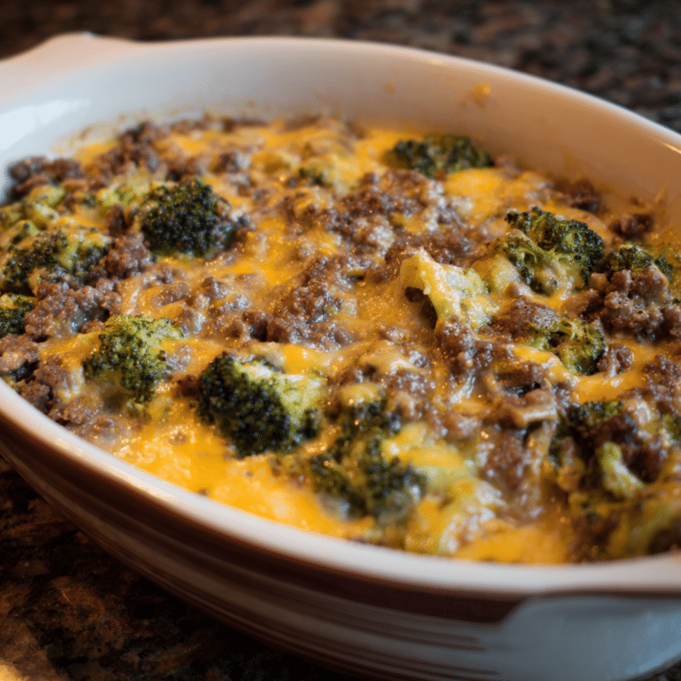 Cheesy Ground Beef Broccoli Casserole, creamy and filling