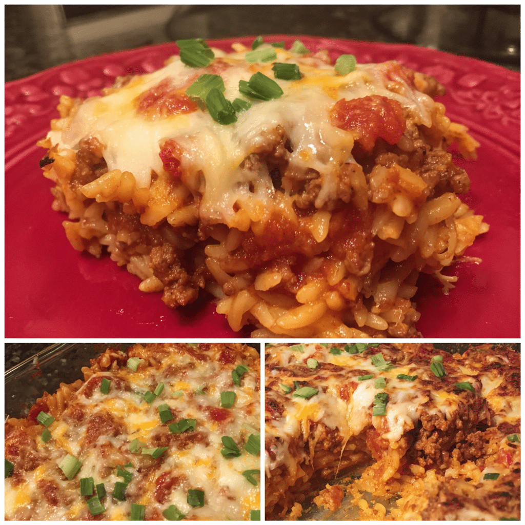 Cheesy Ground Beef Orzo Casserole, creamy and cozy