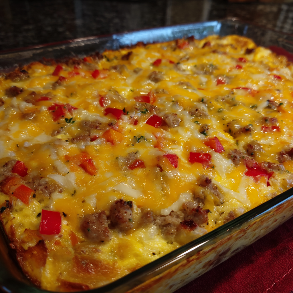 Christmas Breakfast Casserole, cozy and savory