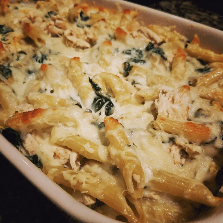Christmas Chicken Alfredo Bake, creamy and festive