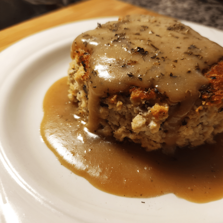 Christmas Turkey Meatloaf with Gravy, savory and comforting