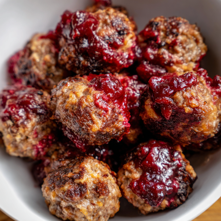Cranberry Meatballs with Ground Beef, sweet and tangy
