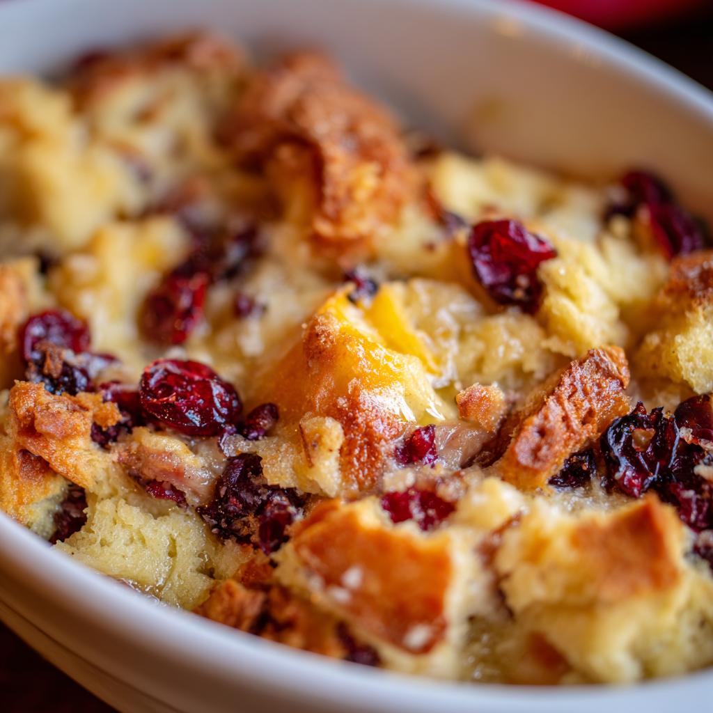 Cranberry Orange Bread Pudding, sweet and citrusy
