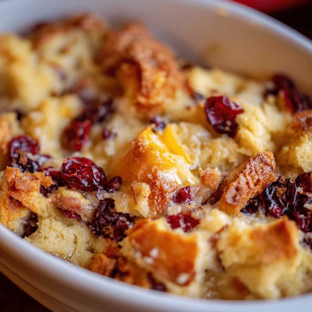 Cranberry Orange Bread Pudding, sweet and citrusy