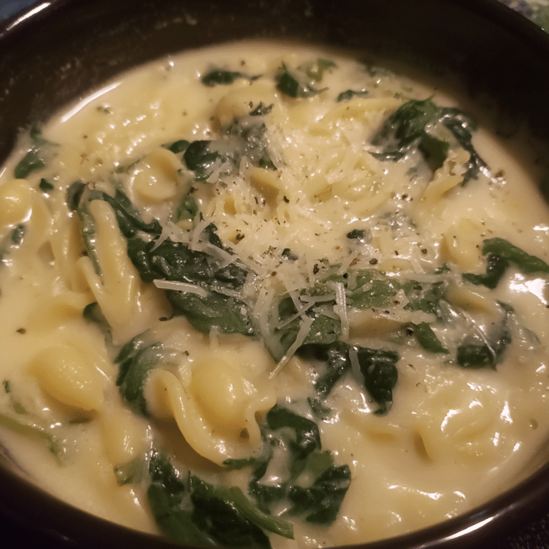 Creamy Spinach Alfredo Soup, silky and veggie-packed