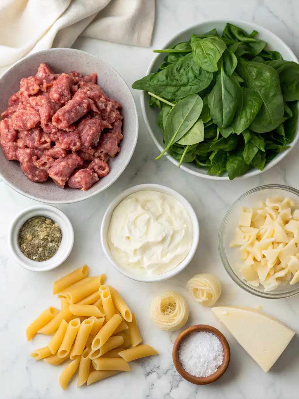 ground beef alfredo pasta bake ingredients