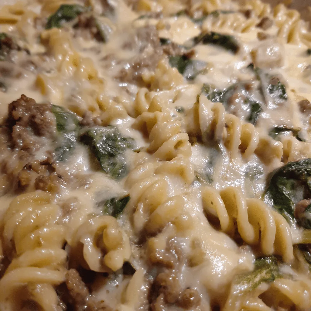 Ground Beef Alfredo Pasta Bake, rich and creamy