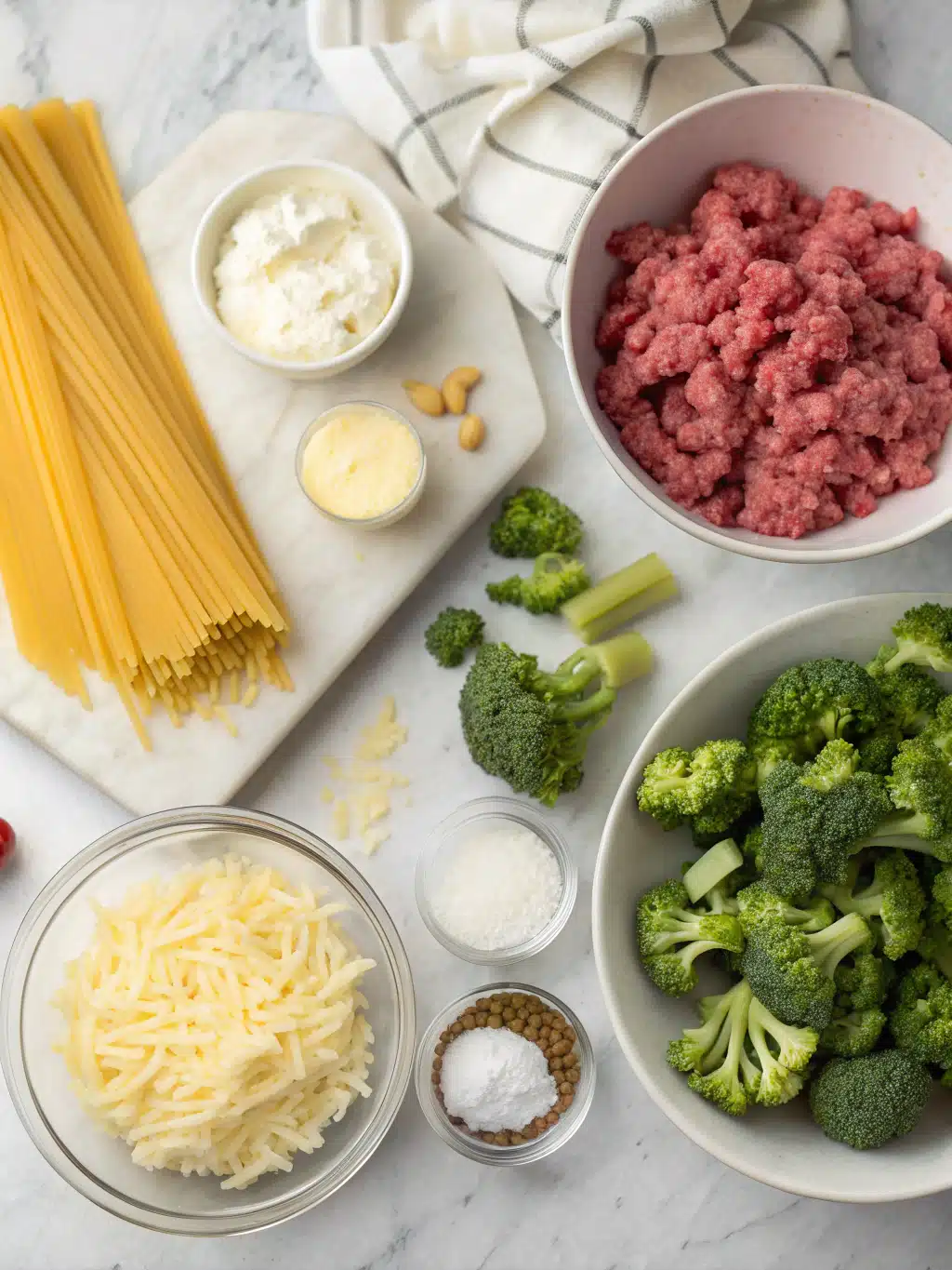 ground beef and broccoli pasta ingredients