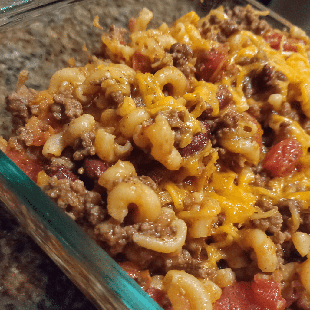 Ground Beef Chili Mac Bake, spicy and cozy