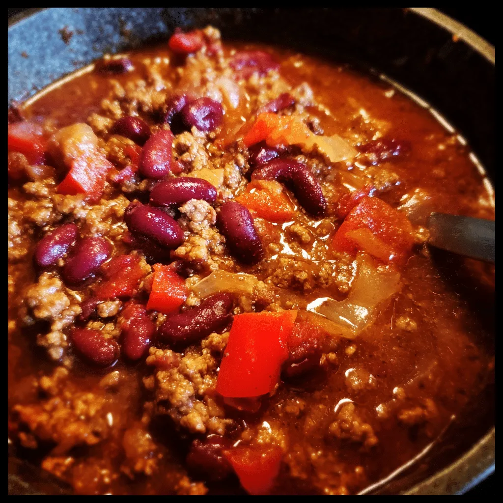 Ground Beef Christmas Chili, festive and hearty