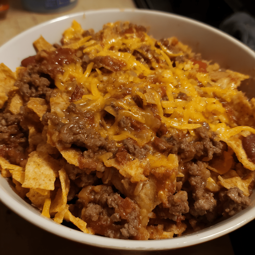 Ground Beef Frito Pie, crunchy and bold