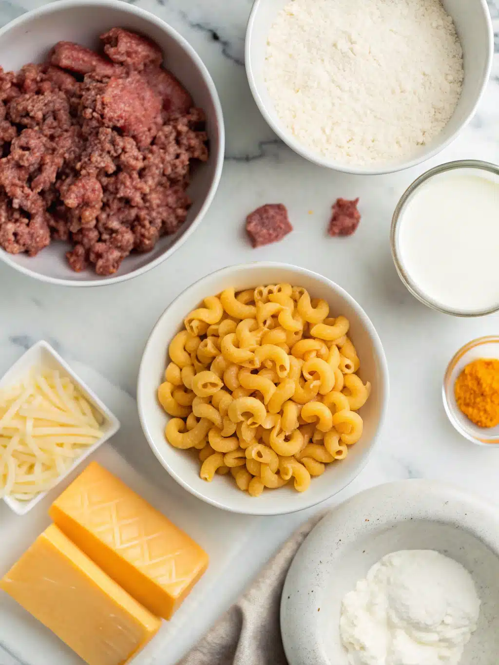 ground beef mac and cheese ingredients