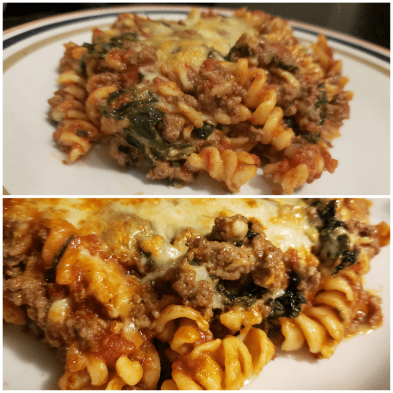 Ground Beef Spinach Pasta Bake, creamy and wholesome
