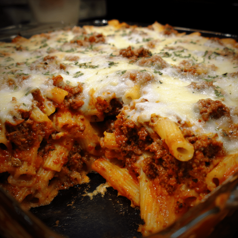 Ground Beef Ziti Bake, classic and cheesy