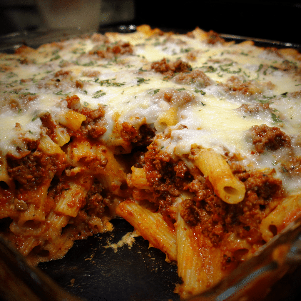 Ground Beef Ziti Bake, classic and cheesy