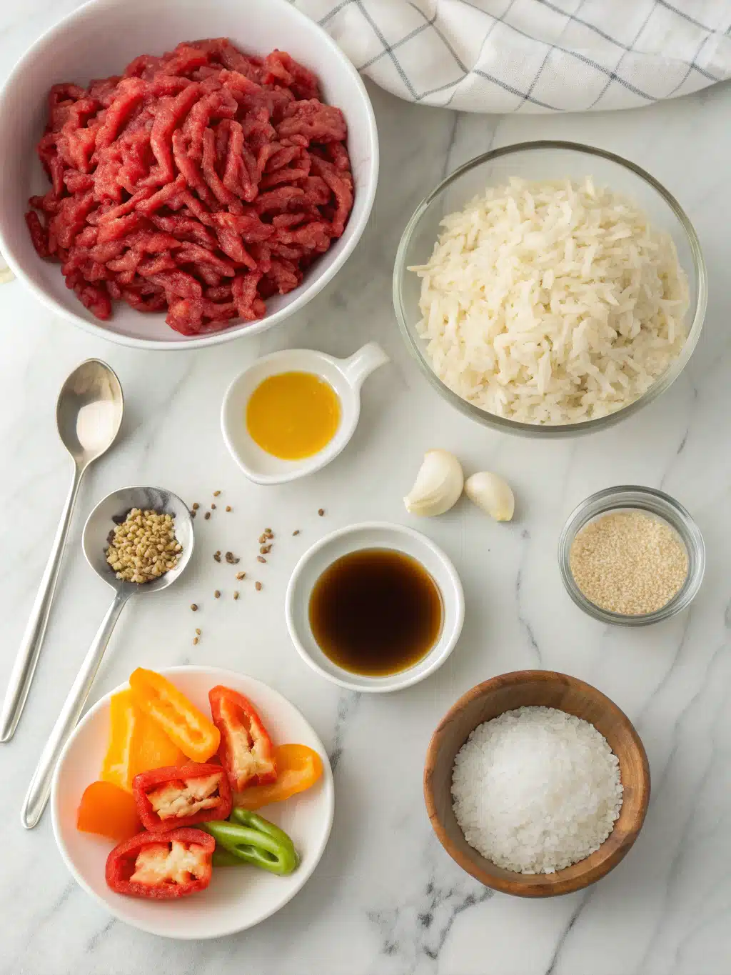 honey garlic ground beef stir fry ingredients