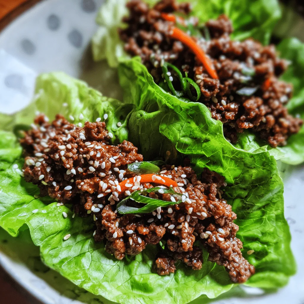 Korean BBQ Ground Beef Lettuce Wraps, sweet and savory