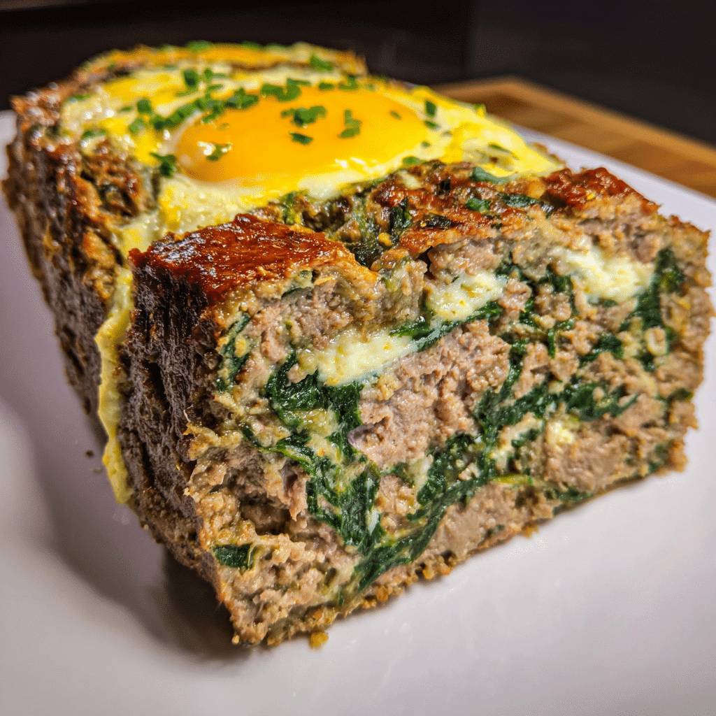 Meatloaf with Spinach and Ricotta, creamy and hearty