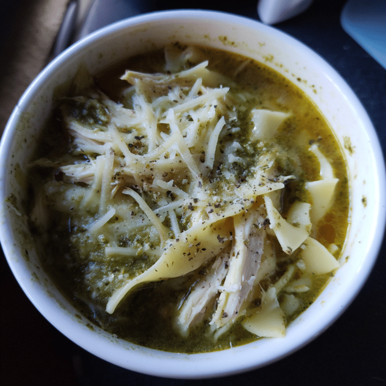One-Pot Chicken Pesto Lasagna Soup, fresh and aromatic