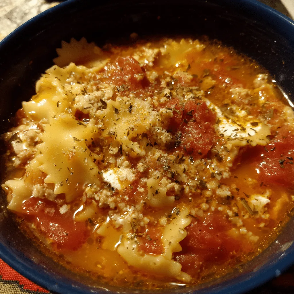 One-Pot Lasagna Soup with Ground Chicken, light and hearty