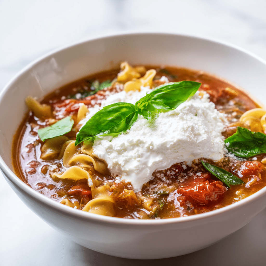One-Pot Lasagna Soup with Roasted Tomatoes, bold and aromatic