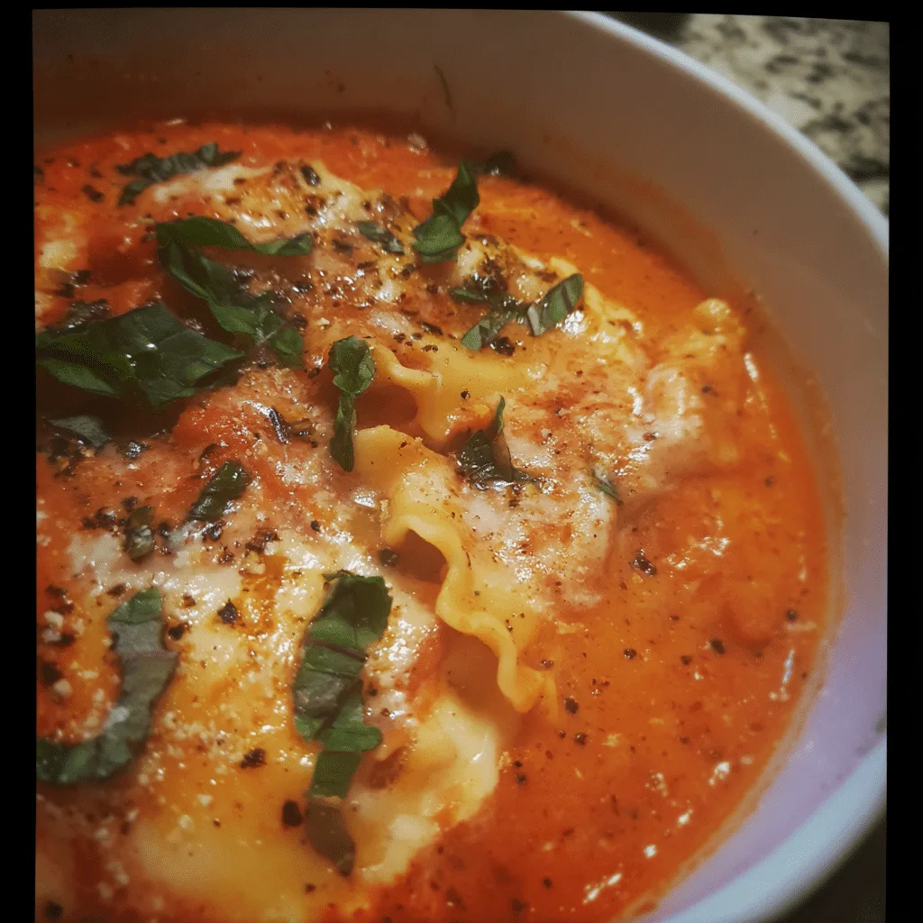 Roasted Tomato Basil Lasagna Soup