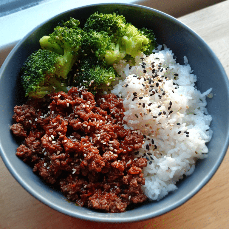 Sesame Ground Beef Rice Bowl, nutty and comforting