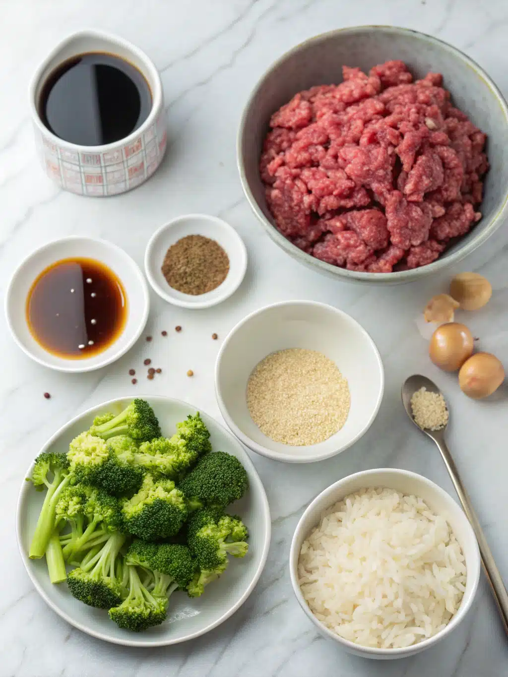 sesame ground beef rice bowl ingredients