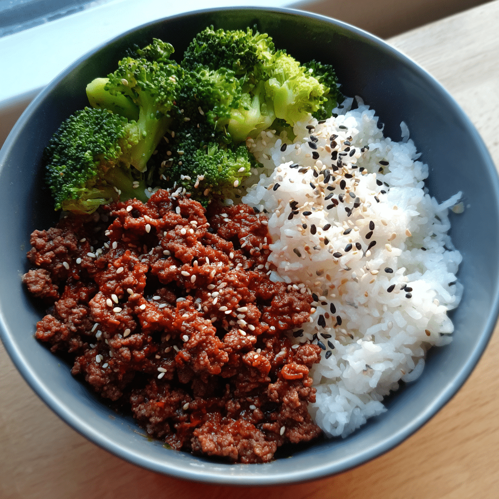 Sesame Ground Beef Rice Bowl, nutty and comforting