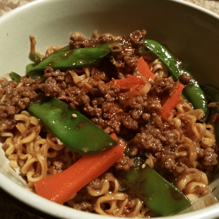 Teriyaki Beef Ramen Stir Fry, sweet and savory