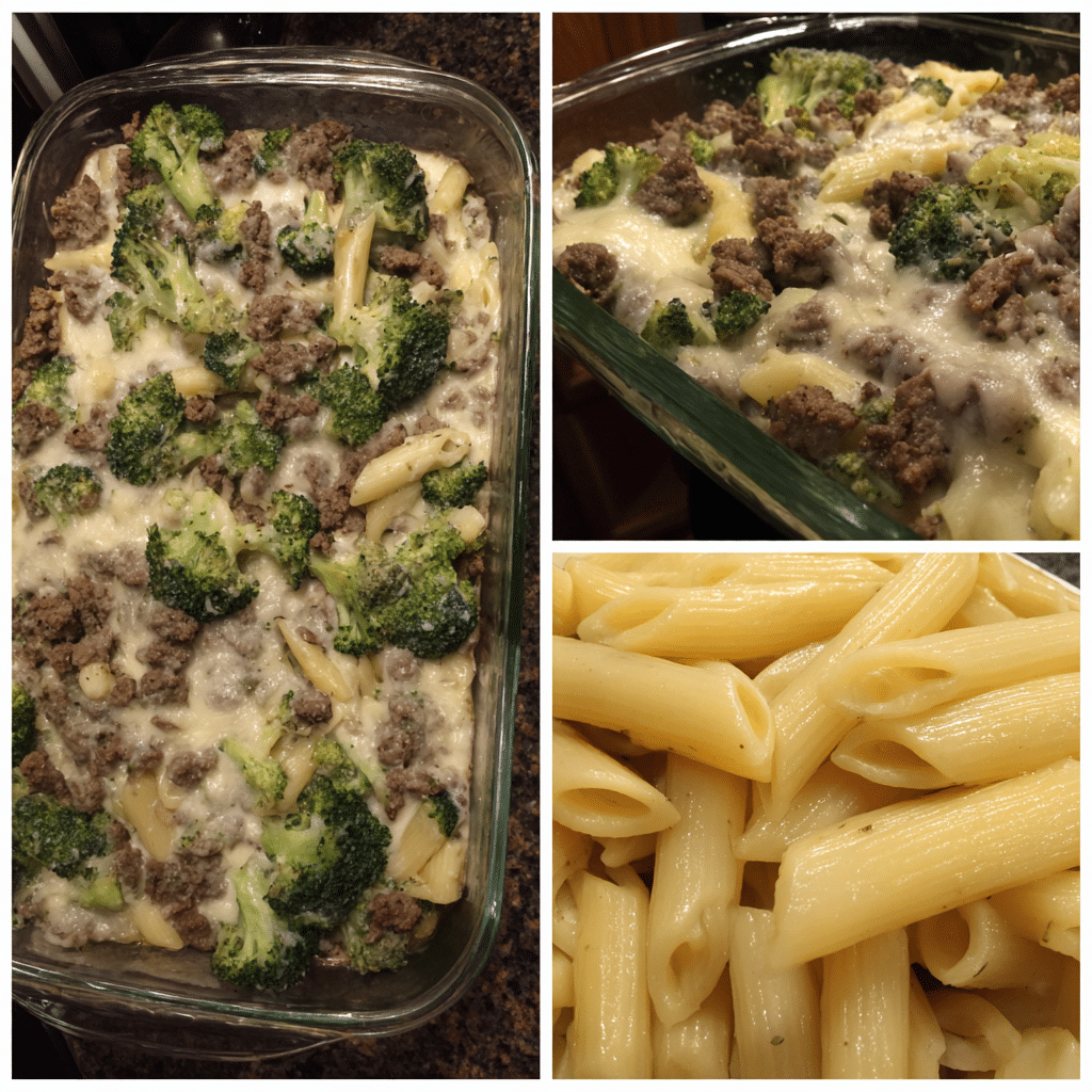 Beefy Broccoli Alfredo Bake