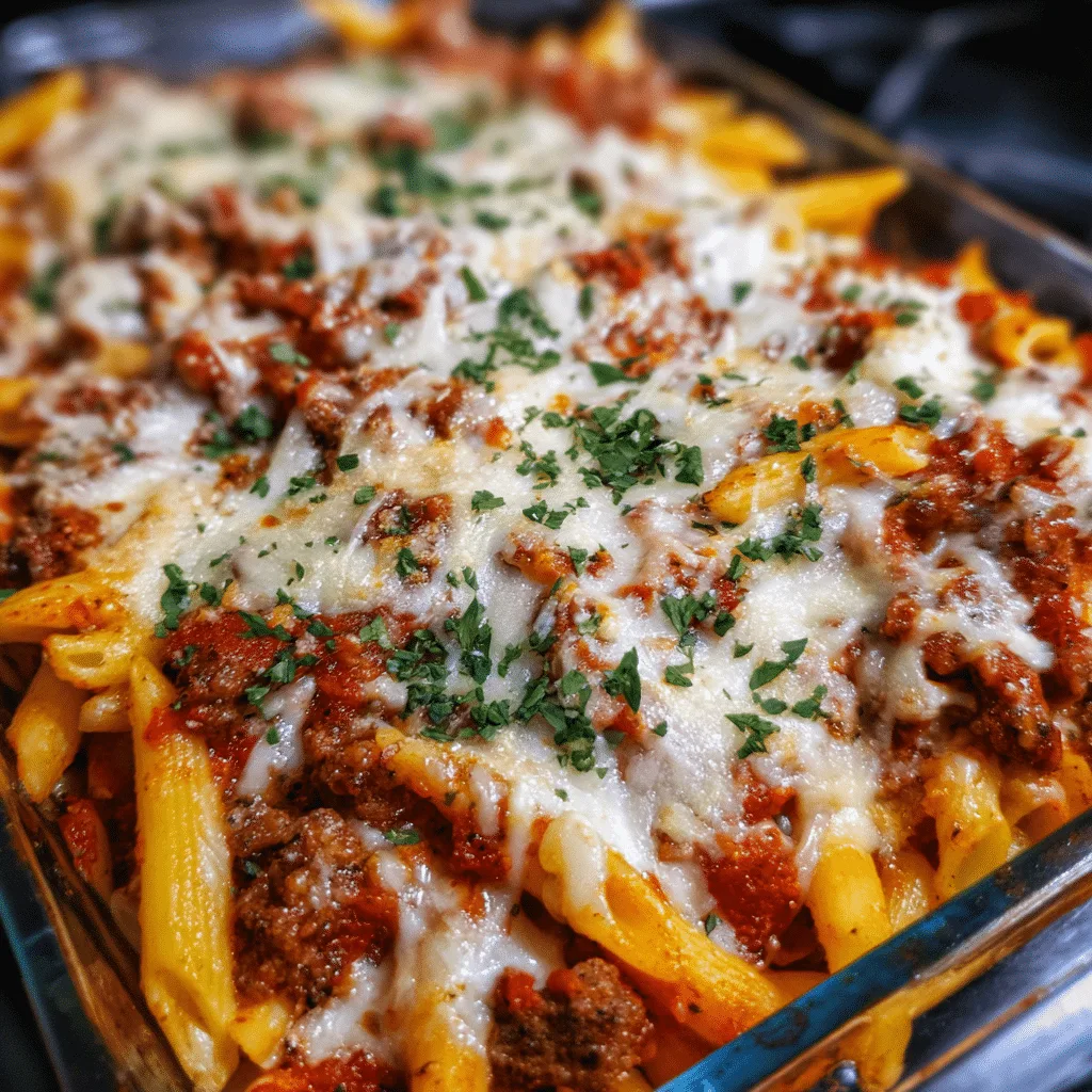 Beefy Marinara Penne Bake, classic and hearty