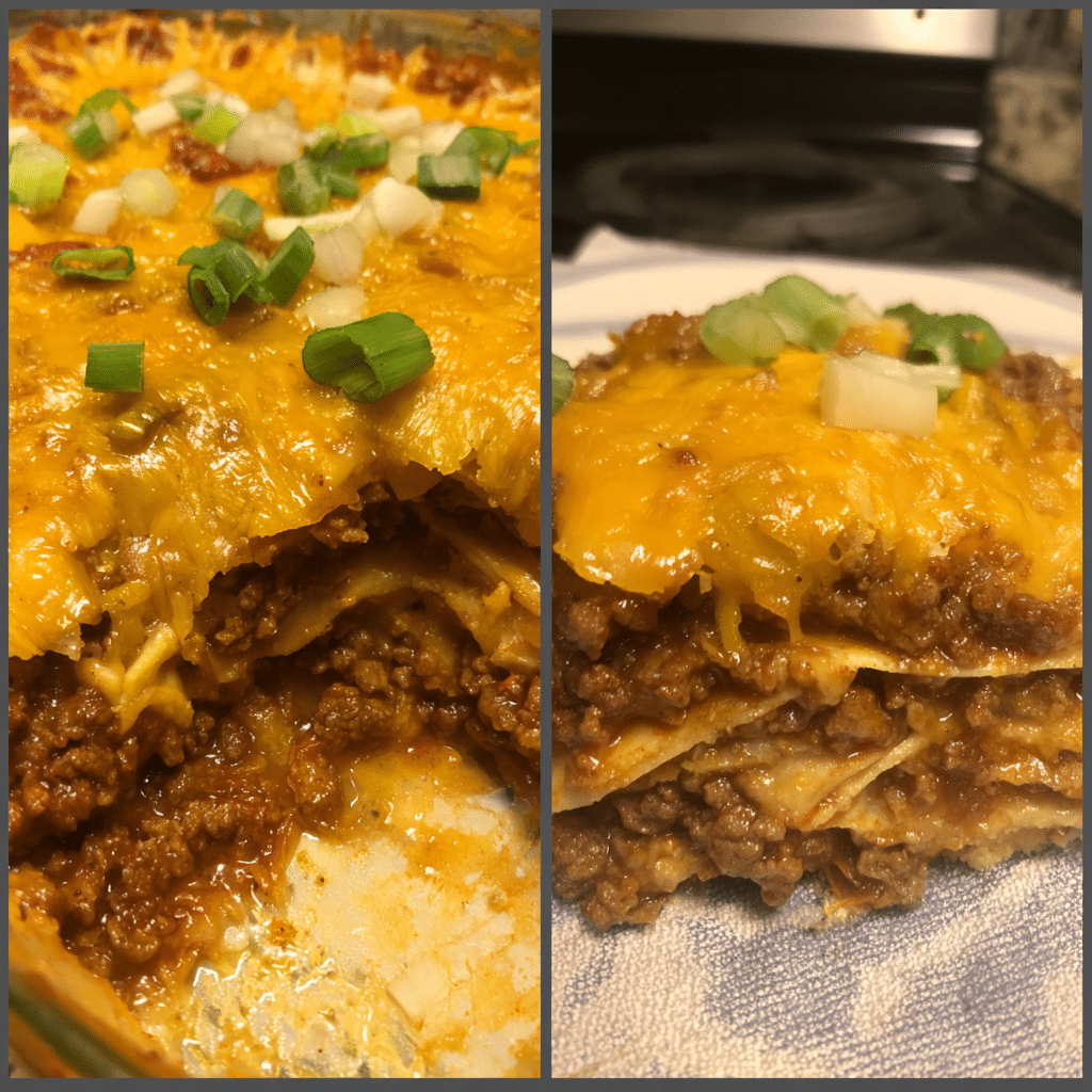 Cheesy Beef Enchilada Bake