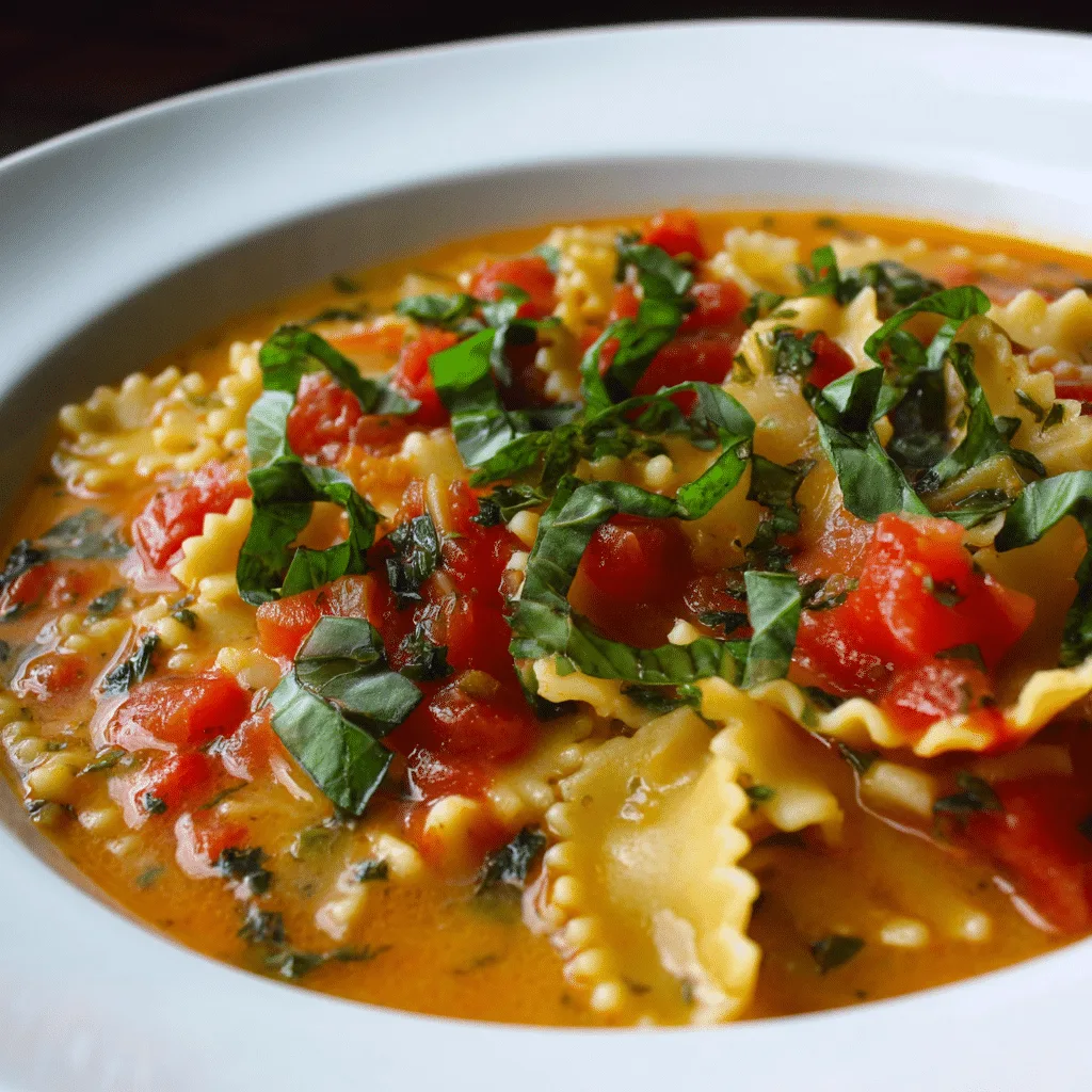 Fresh Tomato and Basil Lasagna Soup, light and aromatic