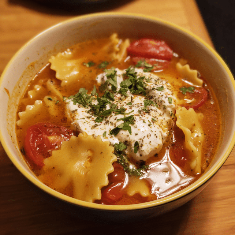 Fresh Tomato and Ricotta Lasagna Soup, light and creamy