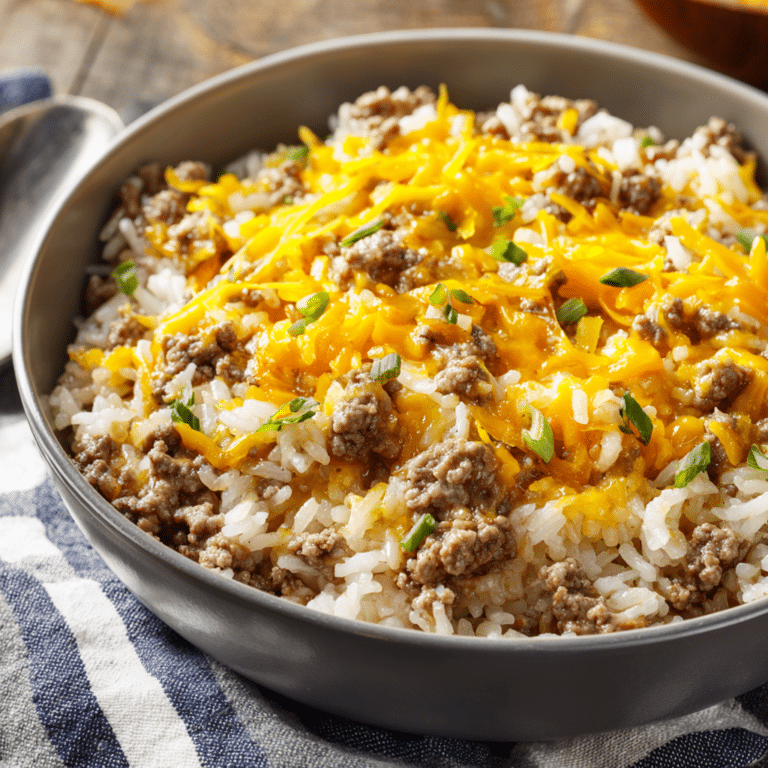 Ground Beef and Cheddar Rice Bake, hearty and comforting