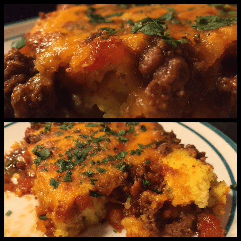 Ground Beef Cheddar Polenta Bake, creamy and hearty