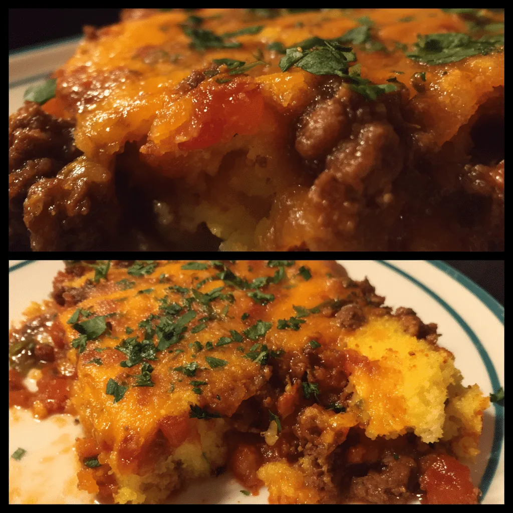 Ground Beef Cheddar Polenta Bake, creamy and hearty