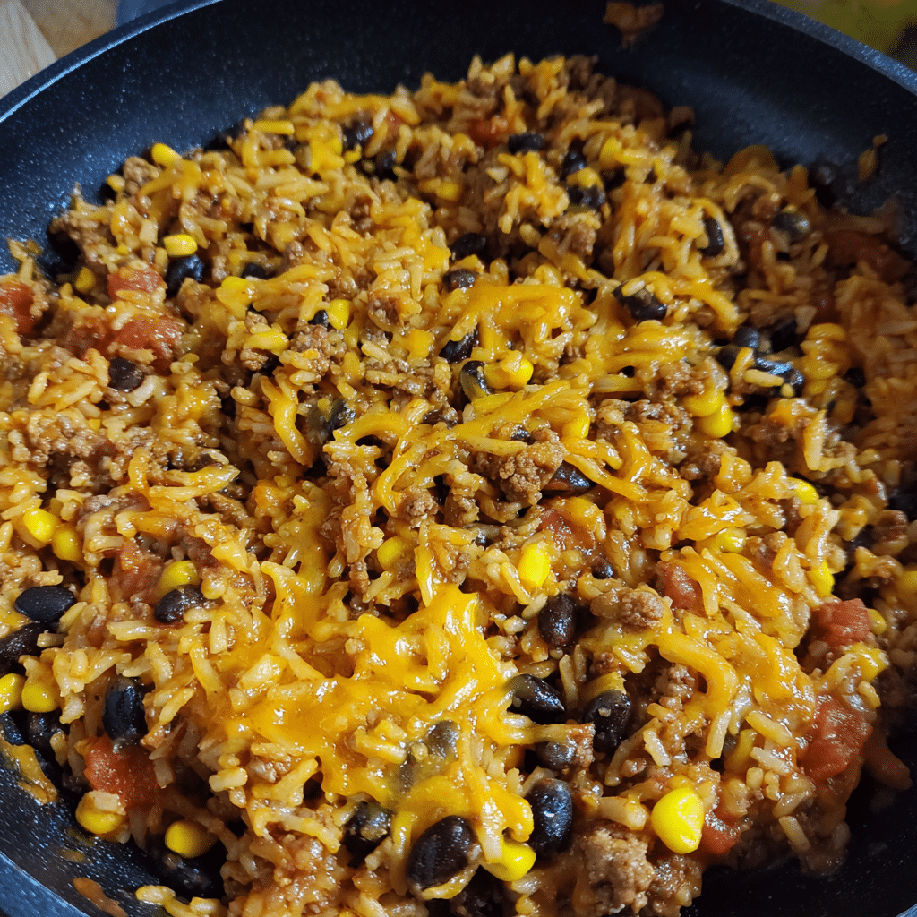Ground Beef Enchilada Rice Skillet