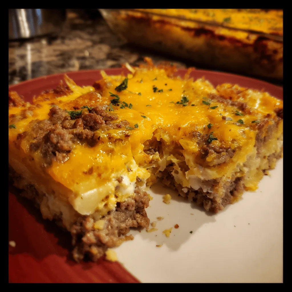 Ground Beef Hash Brown Bake, crispy and comforting