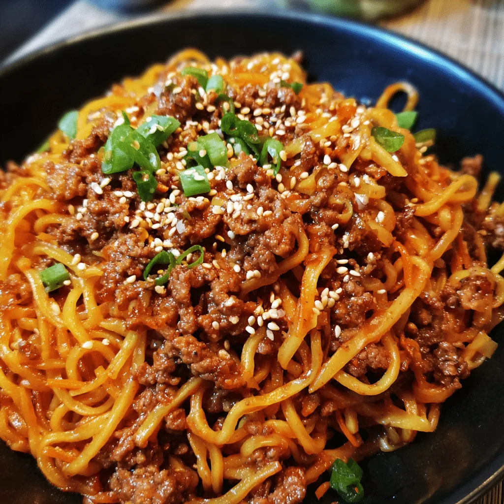 Ground Beef Korean BBQ Noodles