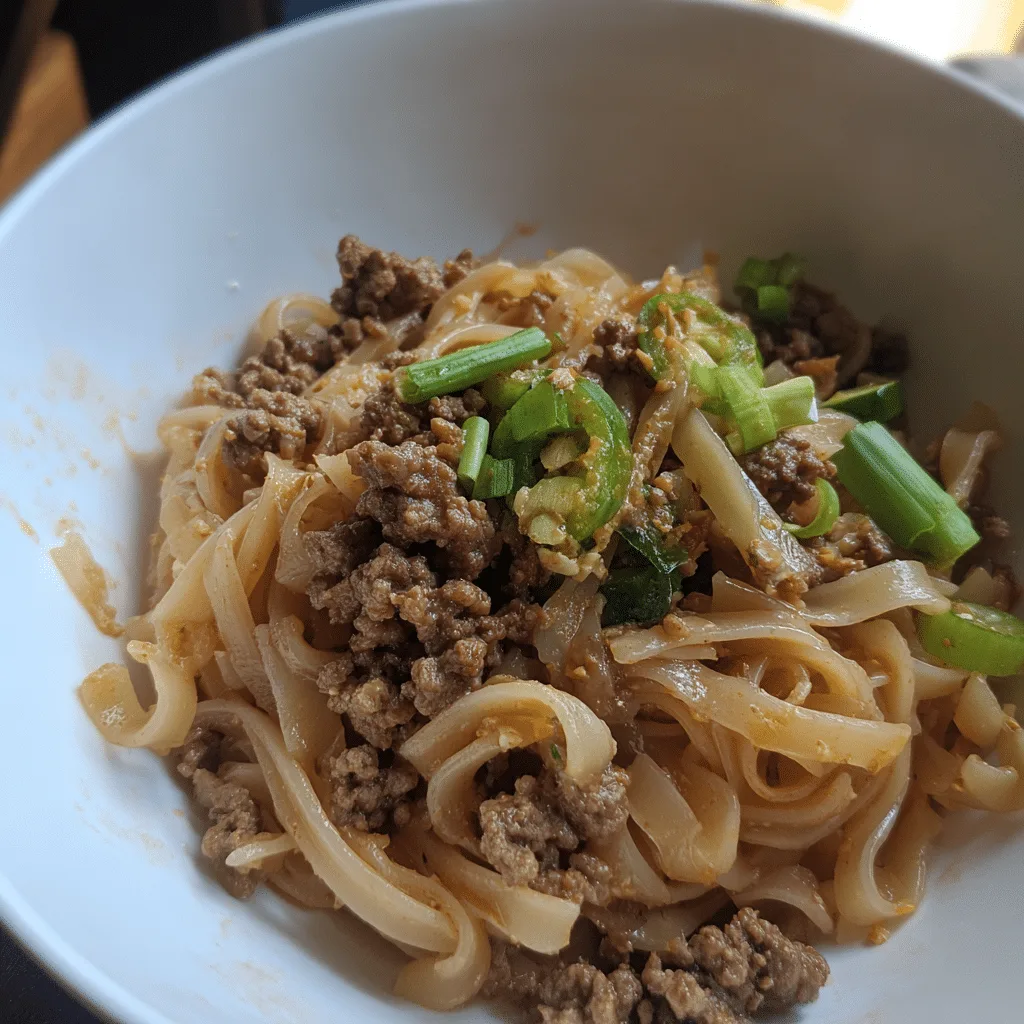 Ground Beef Peanut Noodle Bowl, nutty and rich