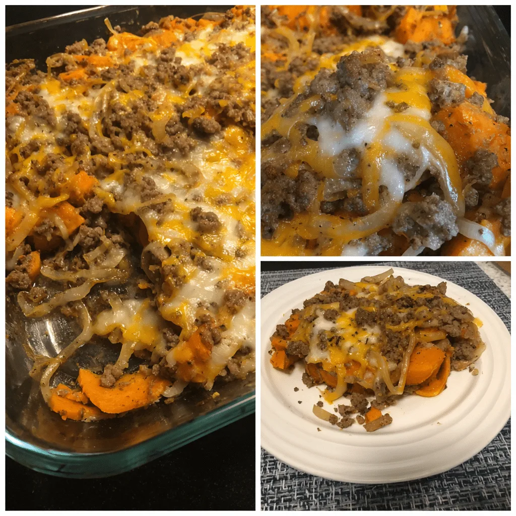 Ground Beef Sweet Potato Bake, hearty and wholesome