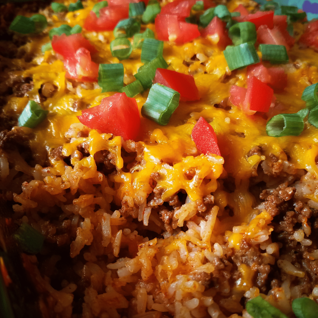 Ground Beef Taco Rice Bake