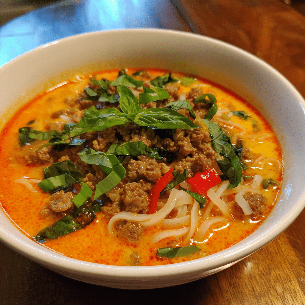Ground Beef Thai Coconut Soup