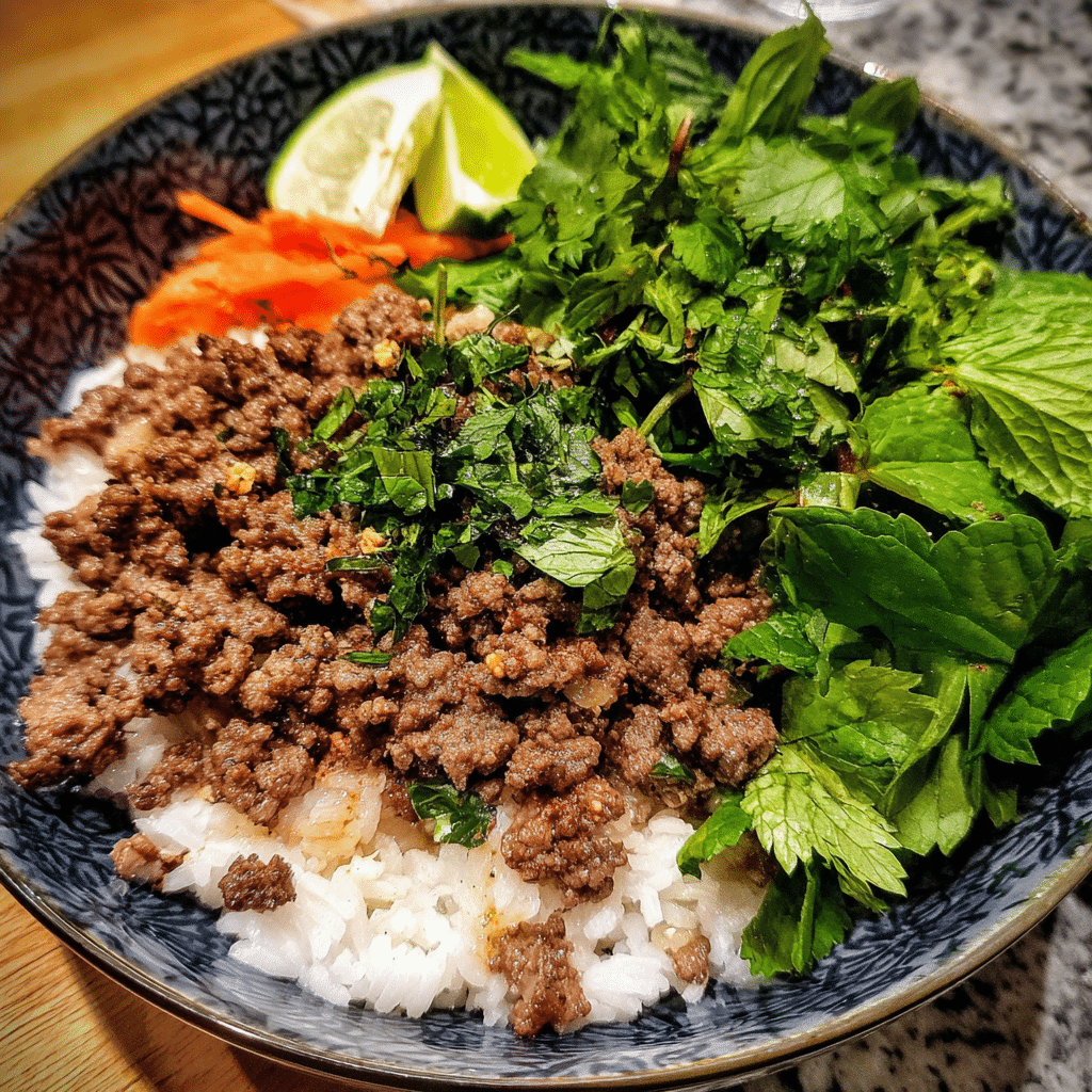 Ground Beef Vietnamese Rice Bowl